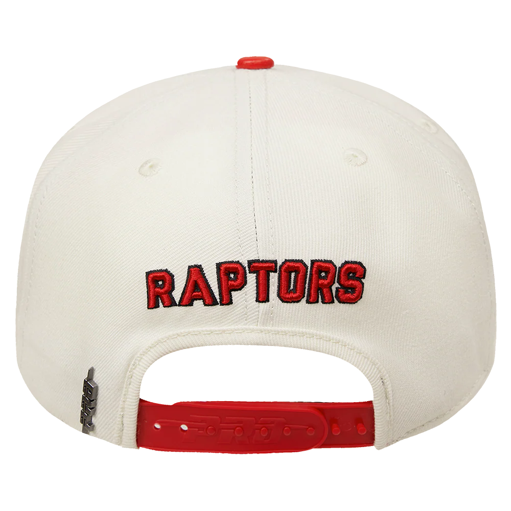 NBA TORONTO RAPTORS RETRO CLASSIC UNISEX PRIMARY LOGO WOOL SNAPBACK HAT (EGGSHELL/ RED) - Image 4