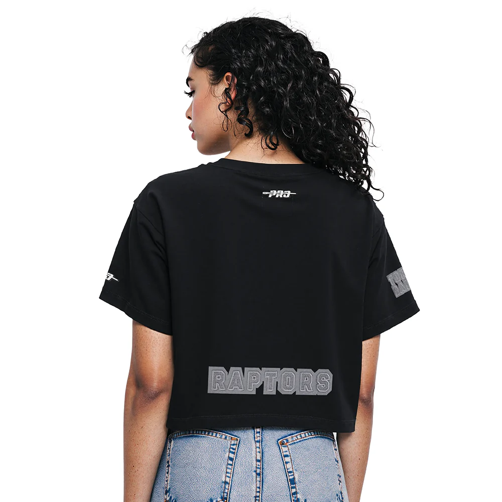 NBA TORONTO RAPTORS REVERSE FRENCH TERRY WOMEN'S SJ BOXY TEE (BLACK) - Image 2