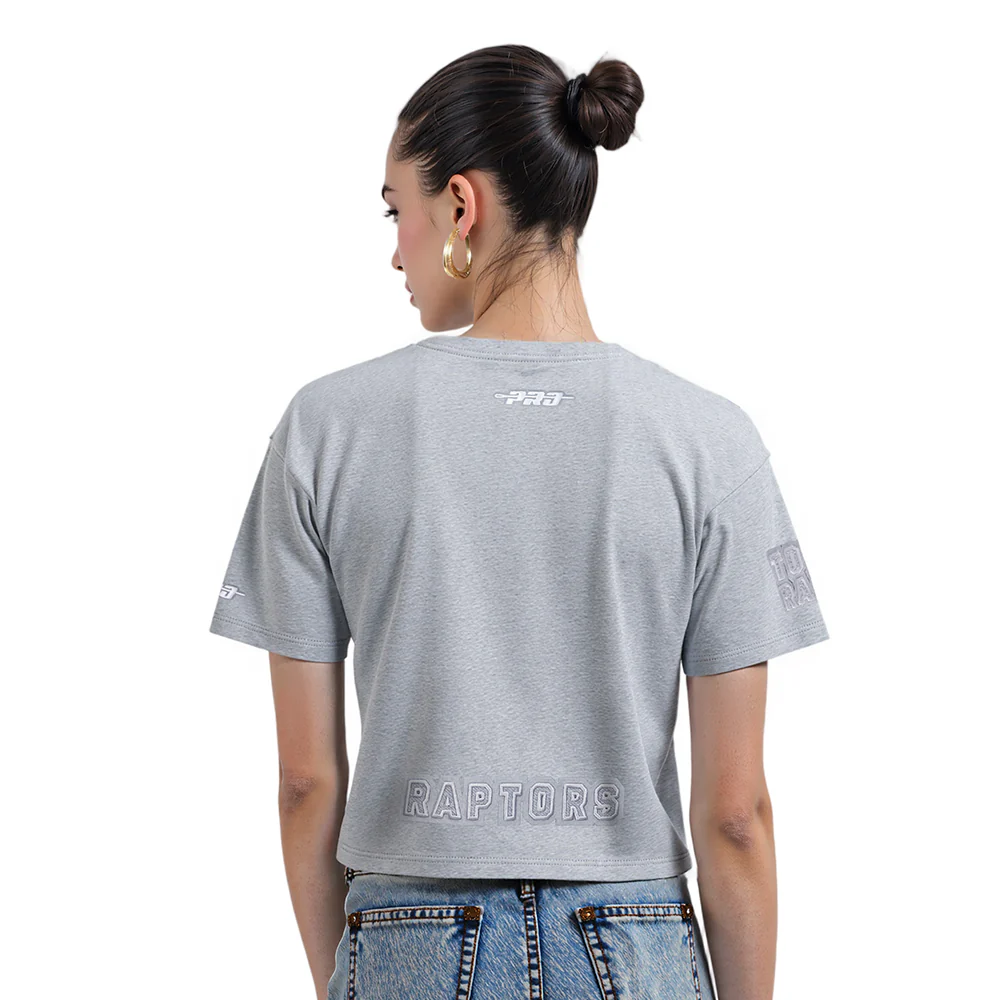 NBA TORONTO RAPTORS REVERSE FRENCH TERRY WOMEN'S SJ BOXY TEE (DARK HEATHER GRAY) - Image 2