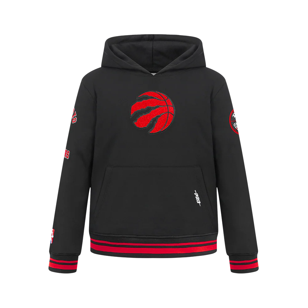 NBA TORONTO RAPTORS RETRO CLASSIC BIG BOYS RIB FLEECE PULLOVER HOODIE (BLACK/RED/BLACK)