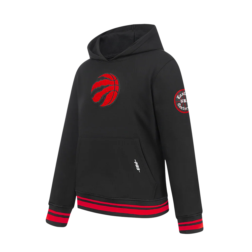 NBA TORONTO RAPTORS RETRO CLASSIC BIG BOYS RIB FLEECE PULLOVER HOODIE (BLACK/RED/BLACK) - Image 2