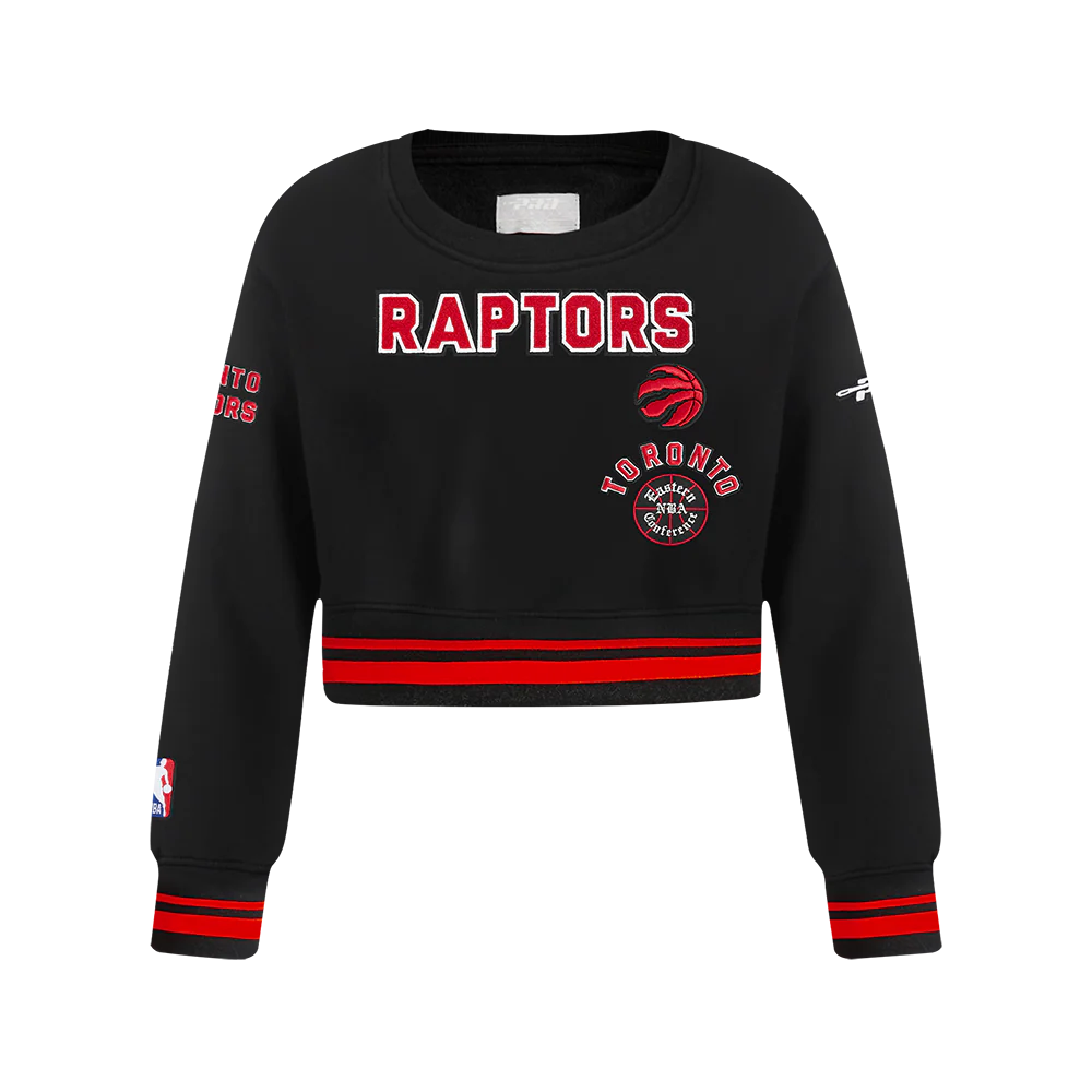 NBA TORONTO RAPTORS RETRO CLASSIC BIG GIRLS RIB FLEECE CREWNECK (BLACK/RED/BLACK)
