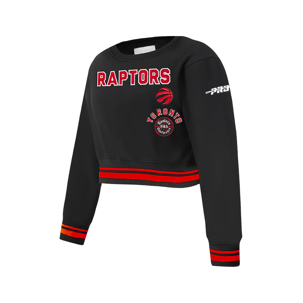 NBA TORONTO RAPTORS RETRO CLASSIC BIG GIRLS RIB FLEECE CREWNECK (BLACK/RED/BLACK) - Image 2