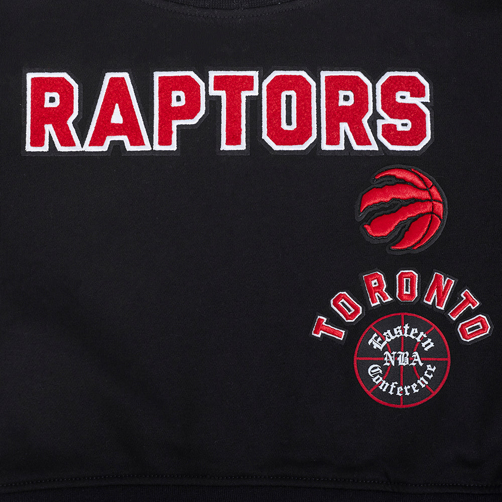 NBA TORONTO RAPTORS RETRO CLASSIC BIG GIRLS RIB FLEECE CREWNECK (BLACK/RED/BLACK) - Image 7