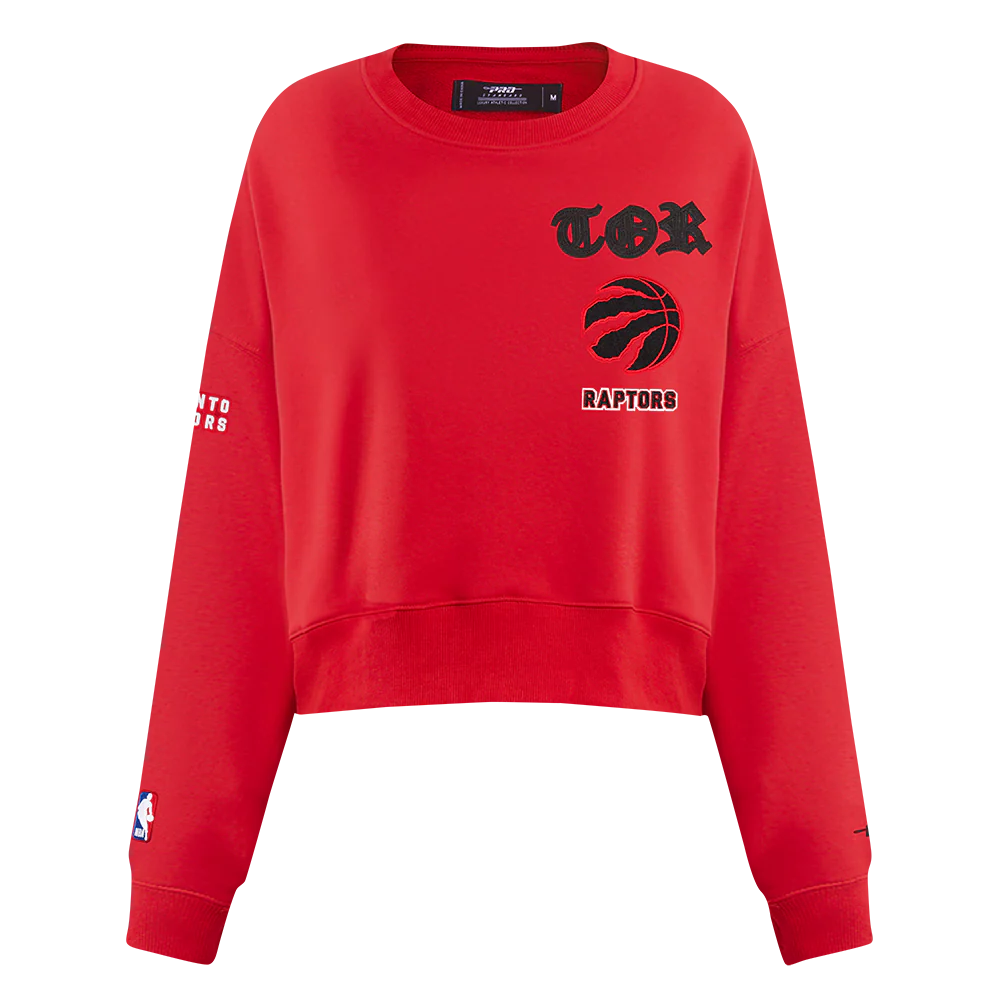 NBA TORONTO RAPTORS OLD ENGLISH WOMEN'S FLC CREWNECK (RED) - Image 3