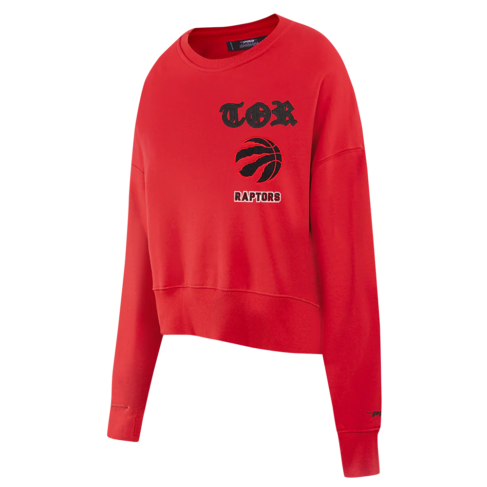 NBA TORONTO RAPTORS OLD ENGLISH WOMEN'S FLC CREWNECK (RED) - Image 4