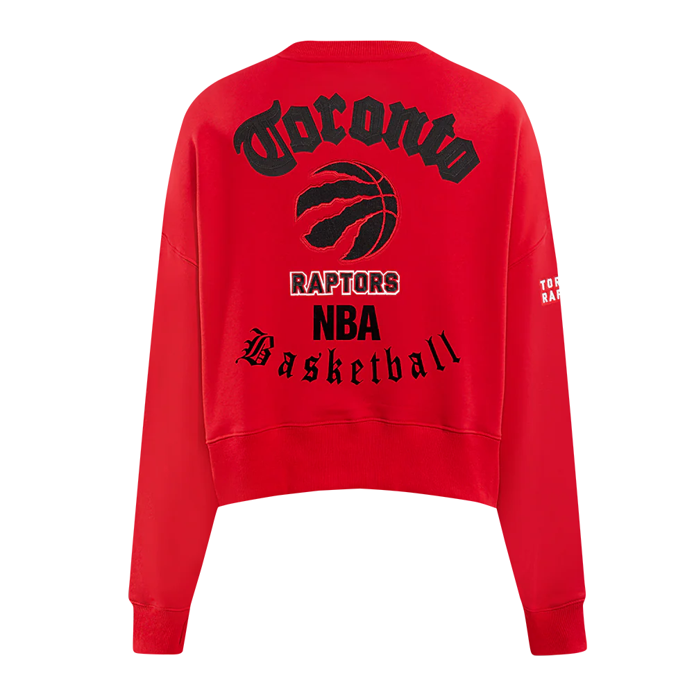 NBA TORONTO RAPTORS OLD ENGLISH WOMEN'S FLC CREWNECK (RED) - Image 5