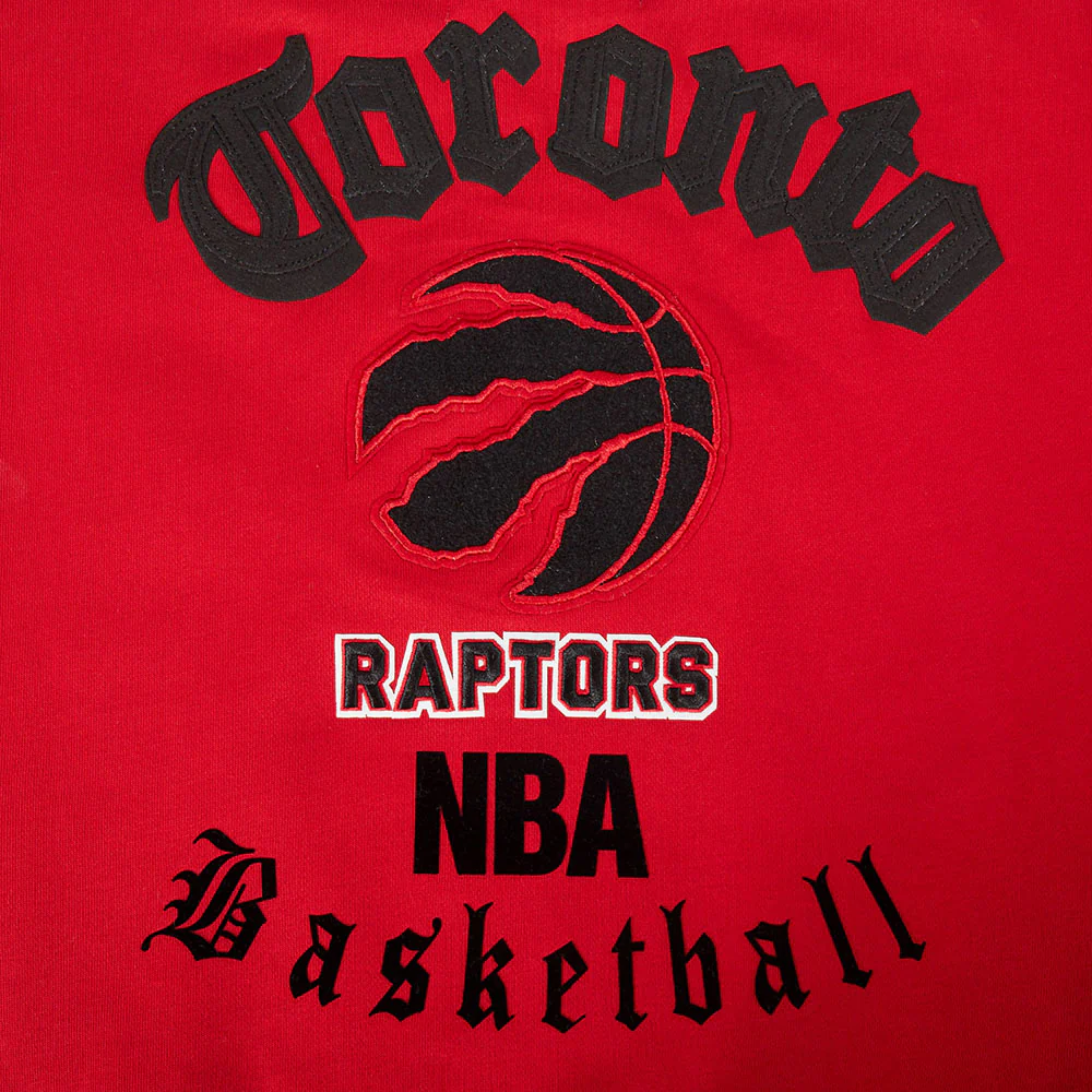 NBA TORONTO RAPTORS OLD ENGLISH WOMEN'S FLC CREWNECK (RED) - Image 7