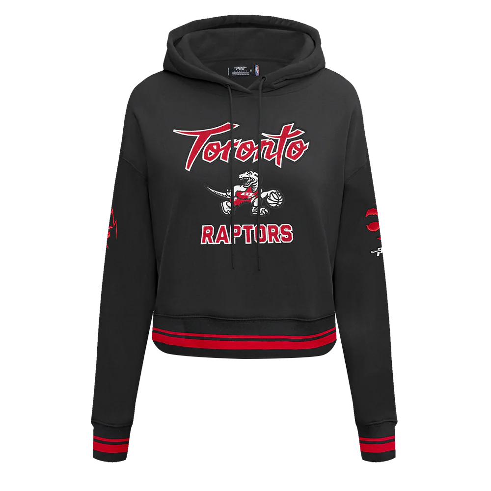 NBA TORONTO RAPTORS CITY EDITION 25-26 WOMEN'S RIB FLC CROPPED PO HOODIE (BLACK/RED/BLACK) - Image 3