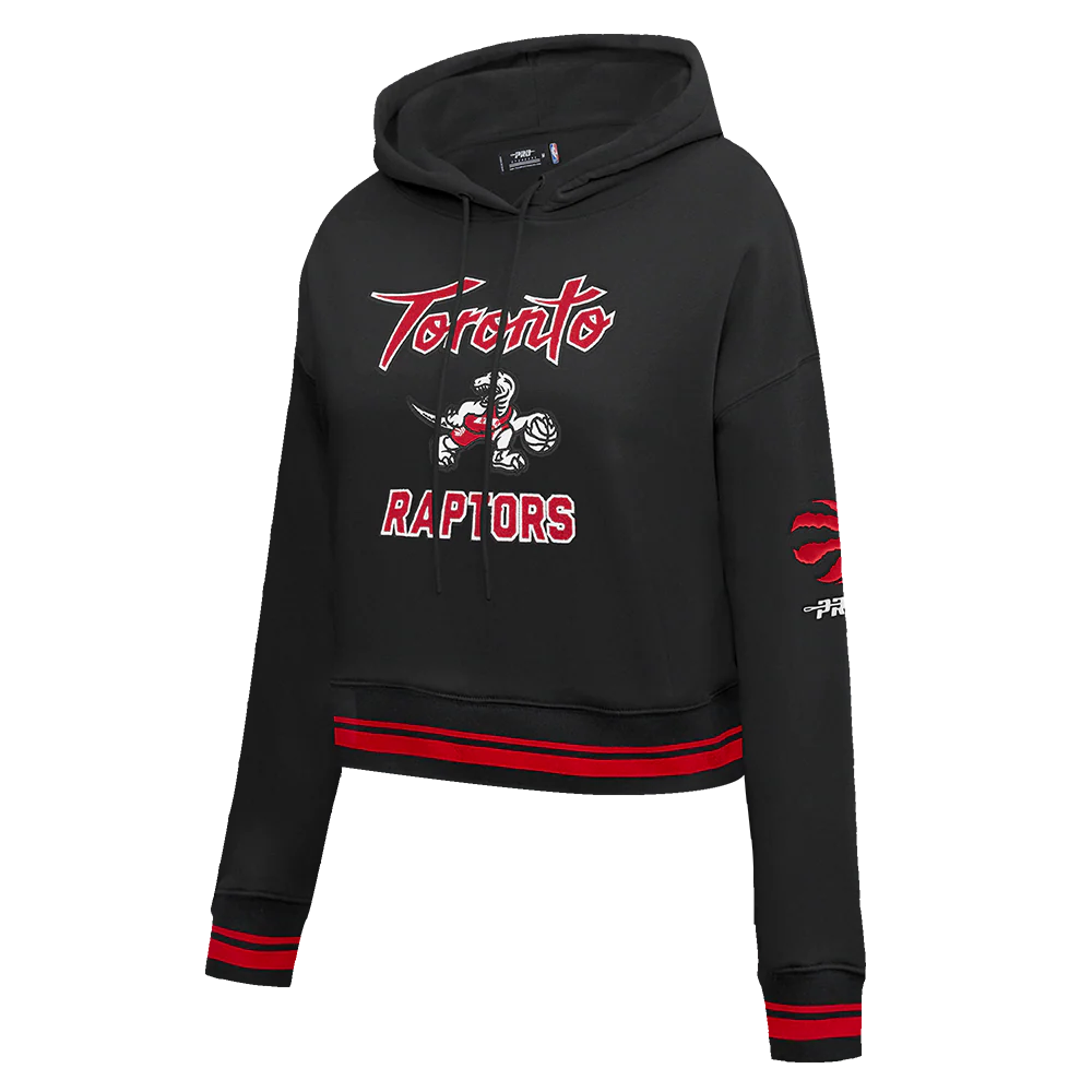 NBA TORONTO RAPTORS CITY EDITION 25-26 WOMEN'S RIB FLC CROPPED PO HOODIE (BLACK/RED/BLACK) - Image 5