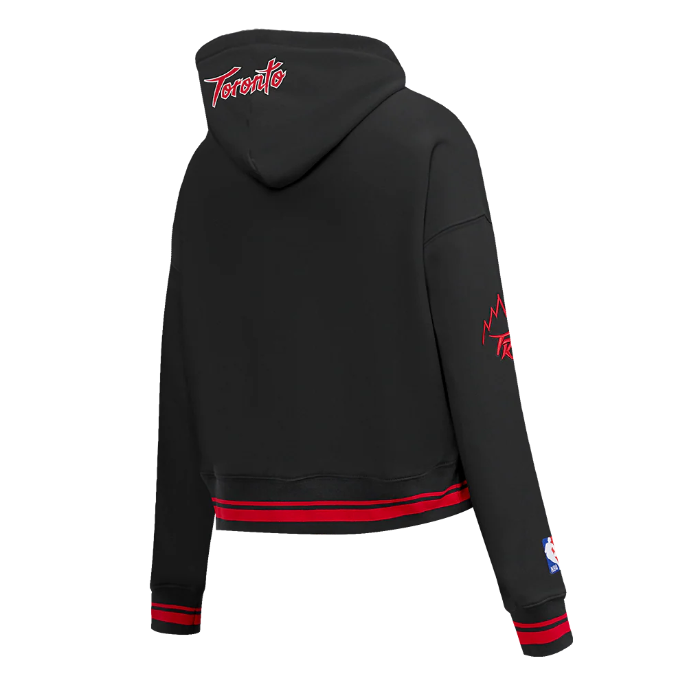 NBA TORONTO RAPTORS CITY EDITION 25-26 WOMEN'S RIB FLC CROPPED PO HOODIE (BLACK/RED/BLACK) - Image 6