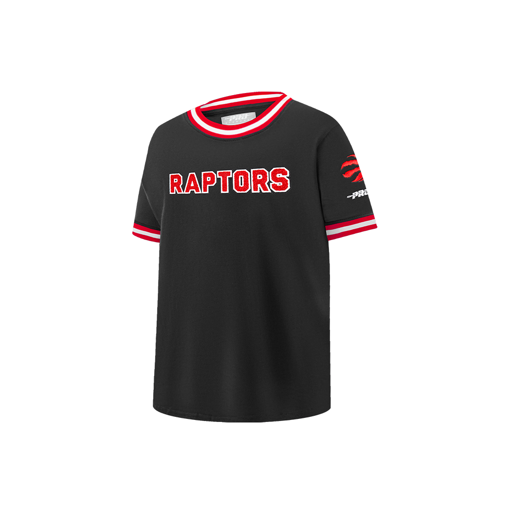 NBA TORONTO RAPTORS CLASSIC LITTLE BOYS SHORT SLEEVE STRIPED RIB TEE (BLACK/RED) - Image 2