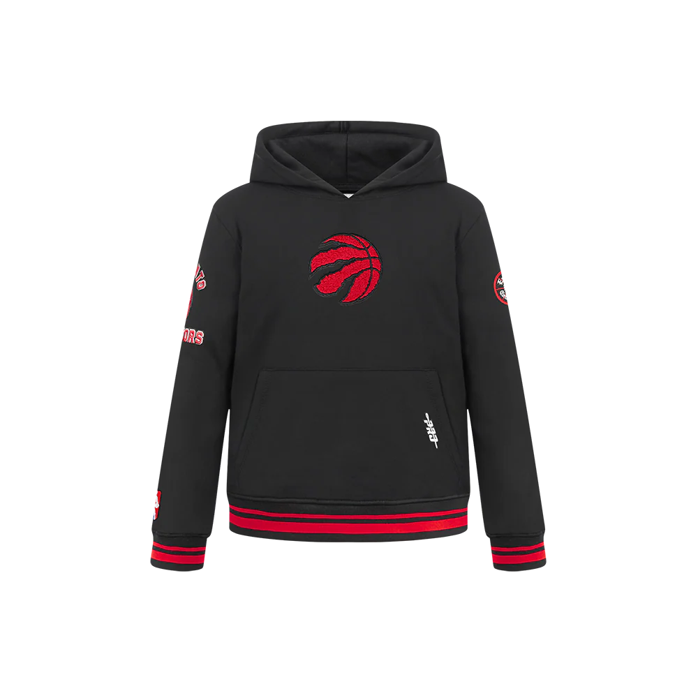 NBA TORONTO RAPTORS RETRO CLASSIC LITTLE BOYS RIB FLEECE PULLOVER HOODIE (BLACK/RED/BLACK)