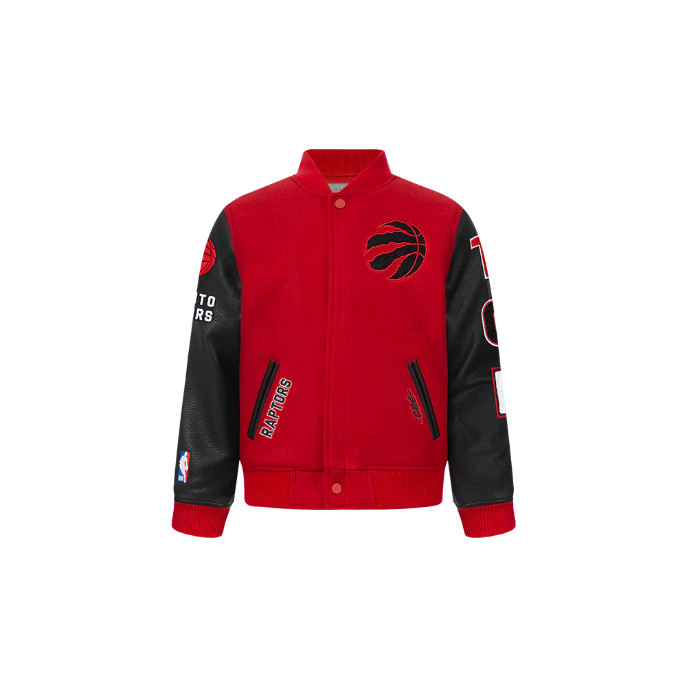 NBA TORONTO RAPTORS CLASSIC TODDLER BOYS WOOL VARSITY JACKET (RED/BLACK)