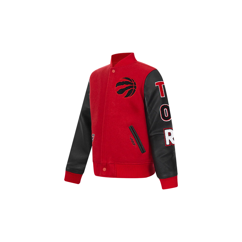 NBA TORONTO RAPTORS CLASSIC TODDLER BOYS WOOL VARSITY JACKET (RED/BLACK) - Image 2
