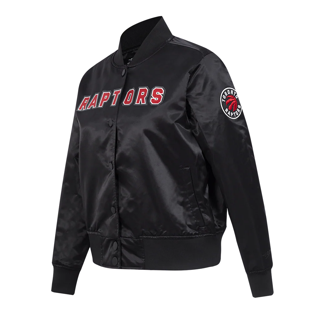 NBA TORONTO RAPTORS CLASSIC WOMEN'S SATIN JACKET (BLACK) - Image 2