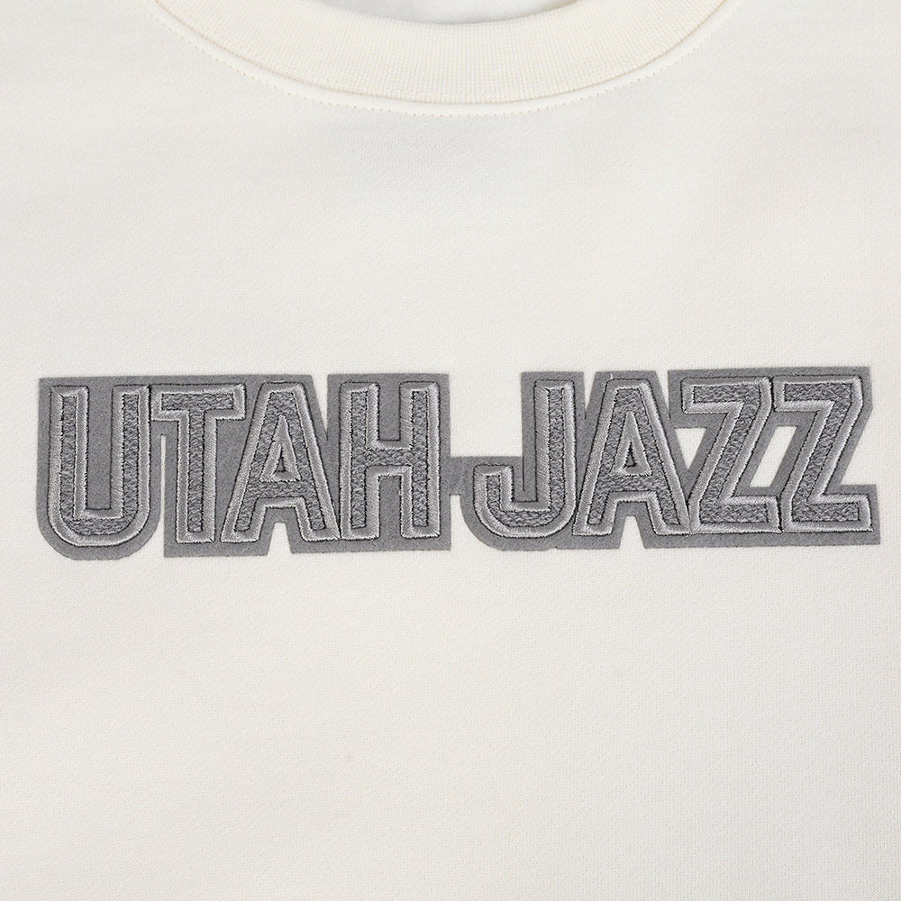 NBA UTAH JAZZ REVERSE FRENCH TERRY MEN'S DROP SHOULDER FLC CREWNECK (EGGSHELL) - Image 9