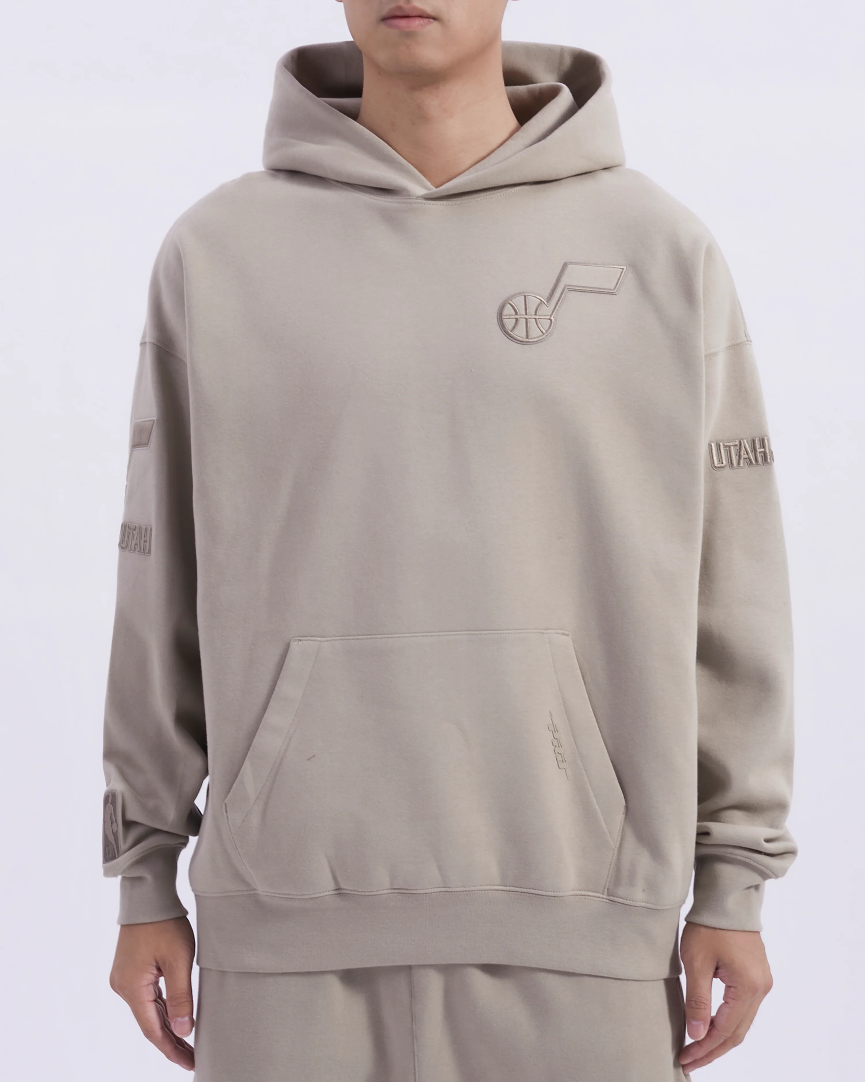 NBA UTAH JAZZ NEUTRAL MEN'S DROP SHOULDER FLC PO HOODIE (TAUPE)