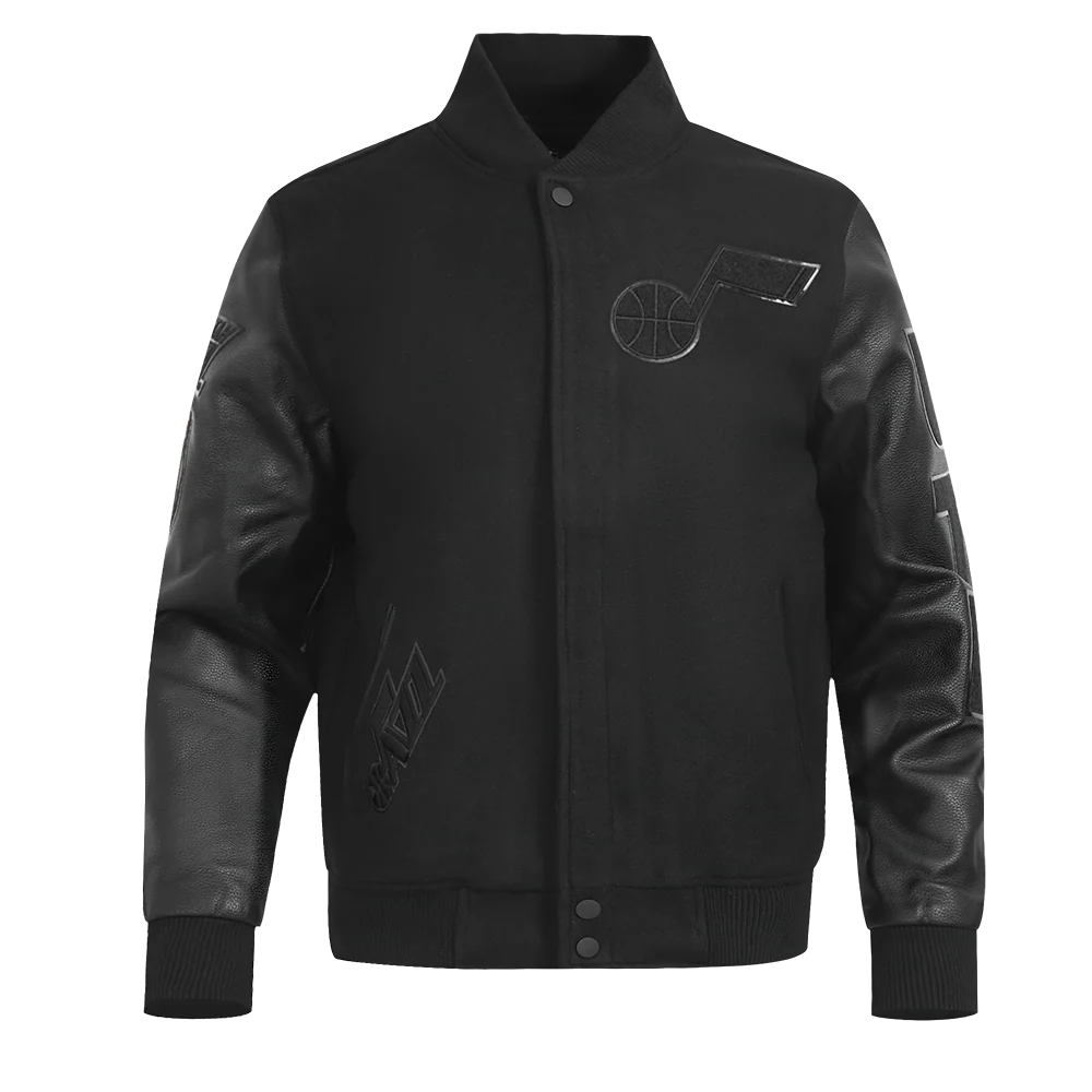 UTAH JAZZ TRIPLE BLACK MEN'S WOOL VARSITY JACKET (TRIPLE BLACK) - Image 3