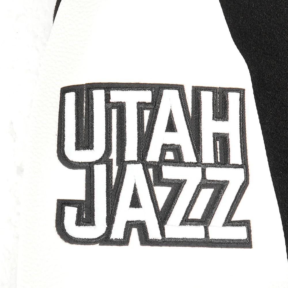 NBA UTAH JAZZ CLASSIC BIG BOYS WOOL VARSITY JACKET (BLACK/WHITE) - Image 5