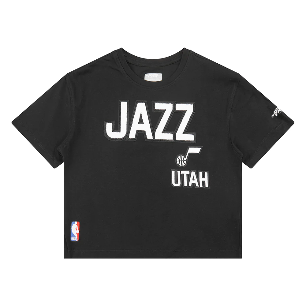 NBA UTAH JAZZ RETRO CLASSIC BIG GIRLS SHORT SLEEVE BOXY TEE (BLACK) - Image 3