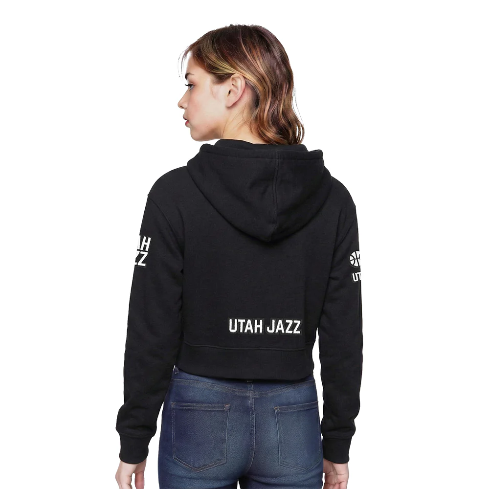 NBA UTAH JAZZ CLASSIC BIG GIRLS FLEECE FULL ZIP HOODIE (BLACK) - Image 2