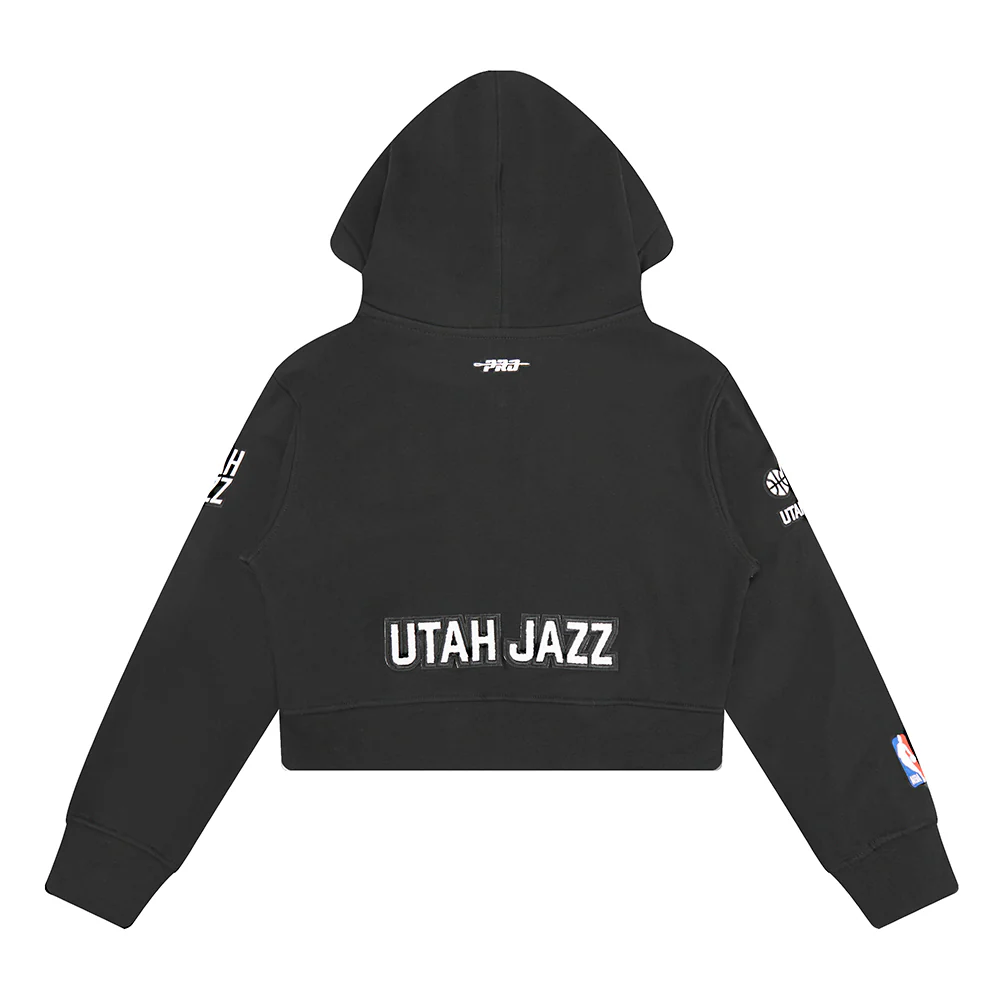 NBA UTAH JAZZ CLASSIC BIG GIRLS FLEECE FULL ZIP HOODIE (BLACK) - Image 4