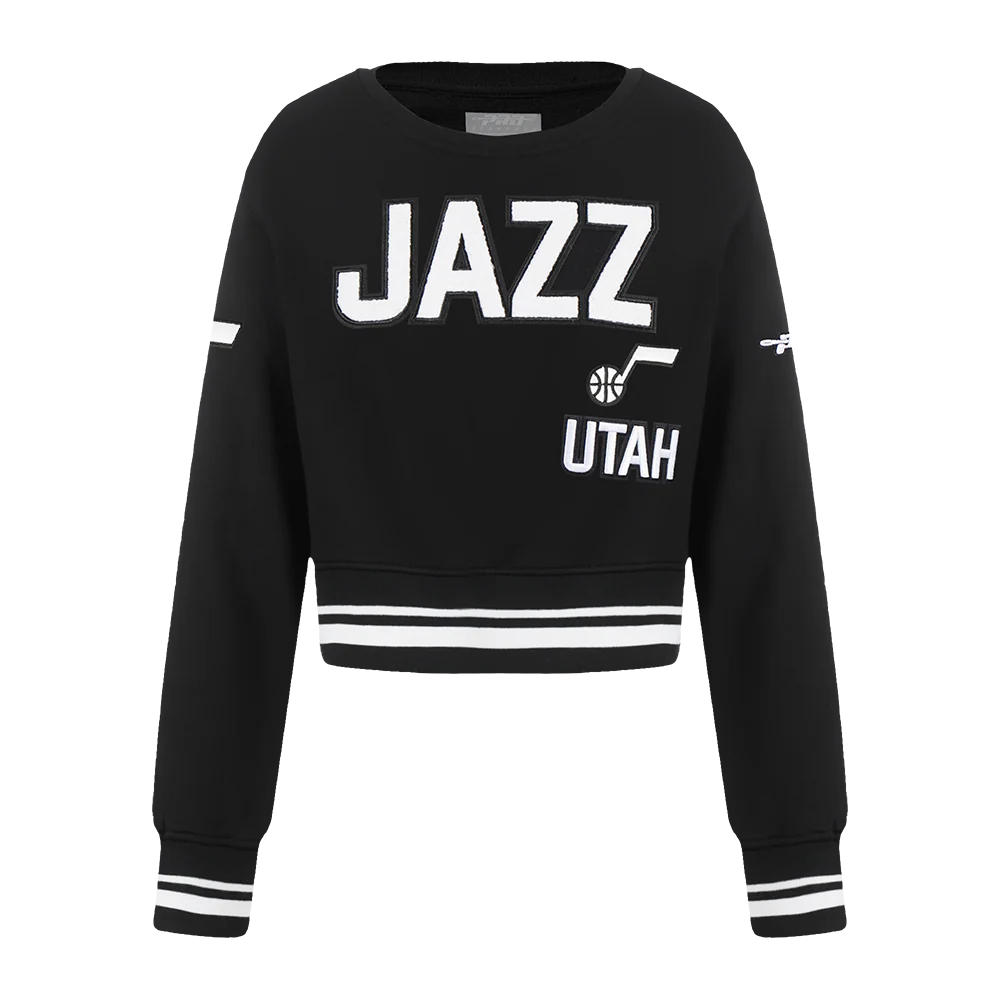 NBA UTAH JAZZ RETRO CLASSIC BIG GIRLS  RIB FLEECE CREWNECK (BLACK)