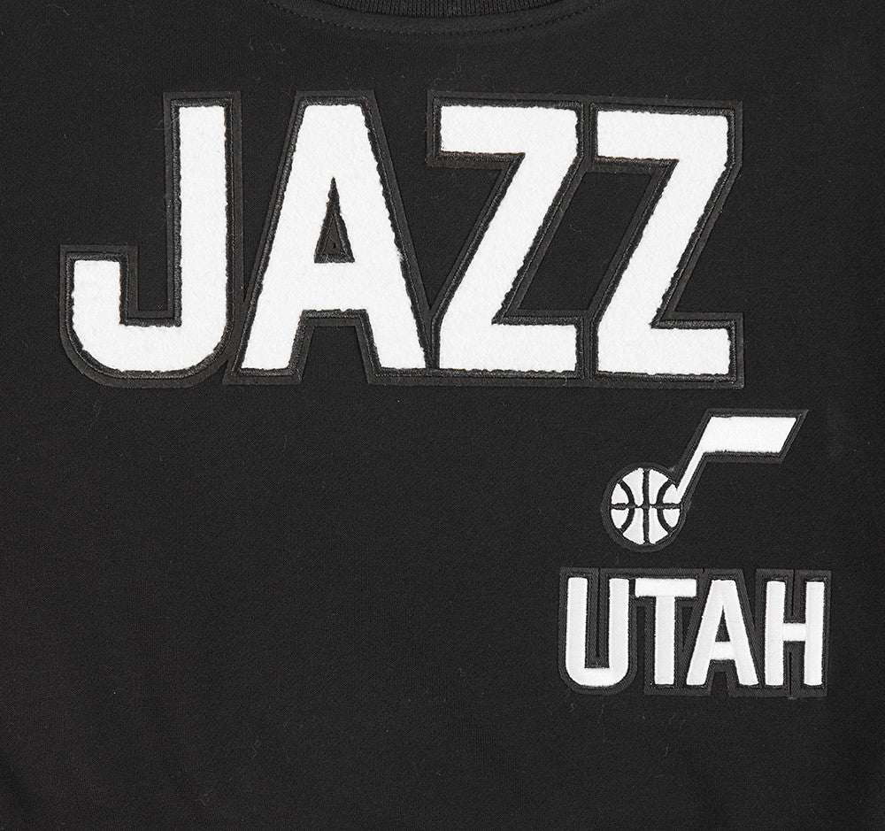 NBA UTAH JAZZ RETRO CLASSIC BIG GIRLS  RIB FLEECE CREWNECK (BLACK) - Image 5