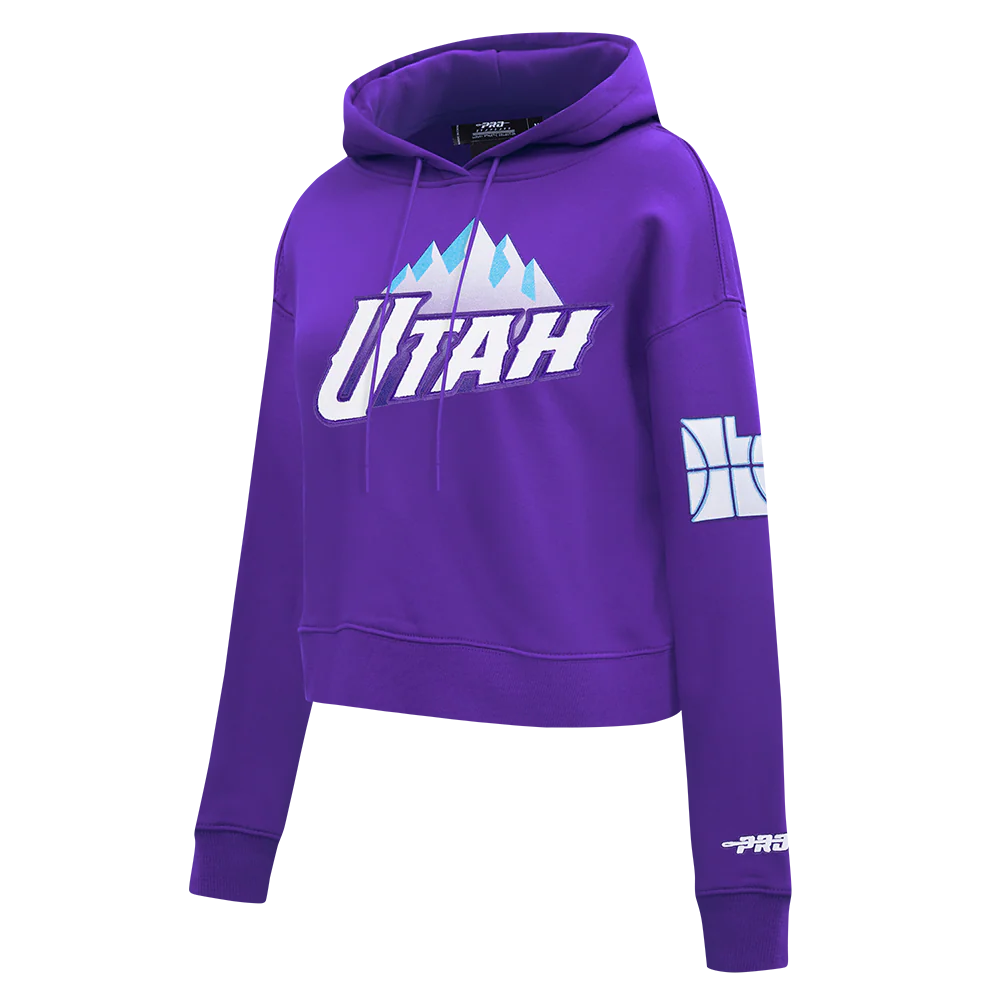 NBA UTAH JAZZ CITY EDITION 24-25 WOMEN'S FLC CROPPED PO HOODIE (PURPLE) - Image 2