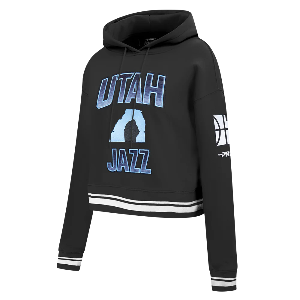 NBA UTAH JAZZ CITY EDITION 25-26 WOMEN'S RIB FLC CROPPED PO HOODIE (BLACK) - Image 3