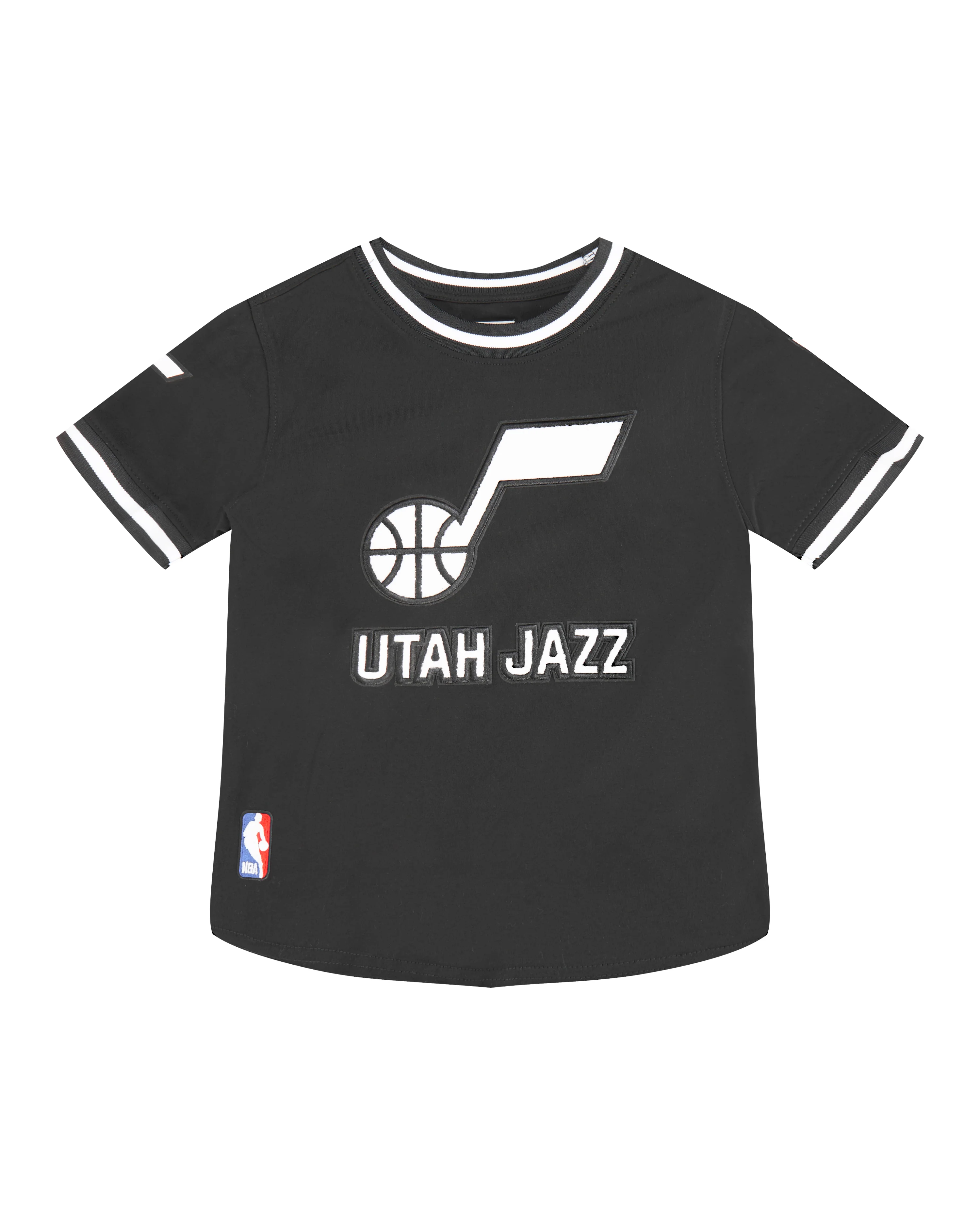 NBA UTAH JAZZ CLASSIC LITTLE BOYS SHORT SLEEVE STRIPED RIB TEE (BLACK) - Image 3