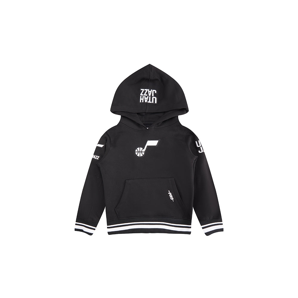 NBA UTAH JAZZ RETRO CLASSIC LITTLE BOYS RIB FLEECE PULLOVER HOODIE (BLACK) - Image 3