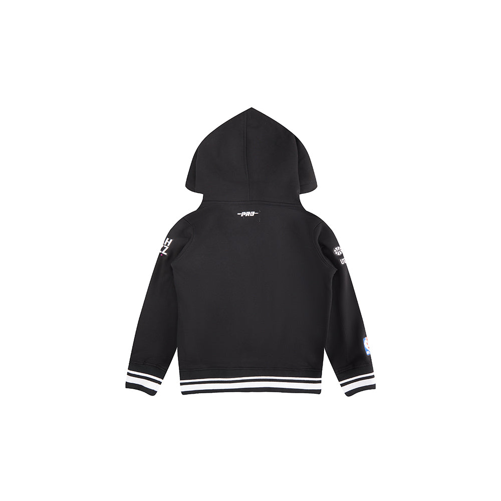 NBA UTAH JAZZ RETRO CLASSIC LITTLE BOYS RIB FLEECE PULLOVER HOODIE (BLACK) - Image 4
