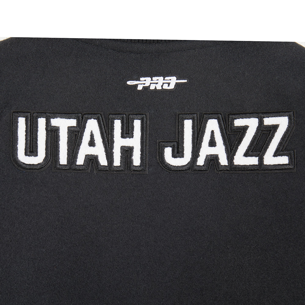 NBA UTAH JAZZ CLASSIC LITTLE BOYS WOOL VARSITY JACKET (BLACK/WHITE) - Image 10