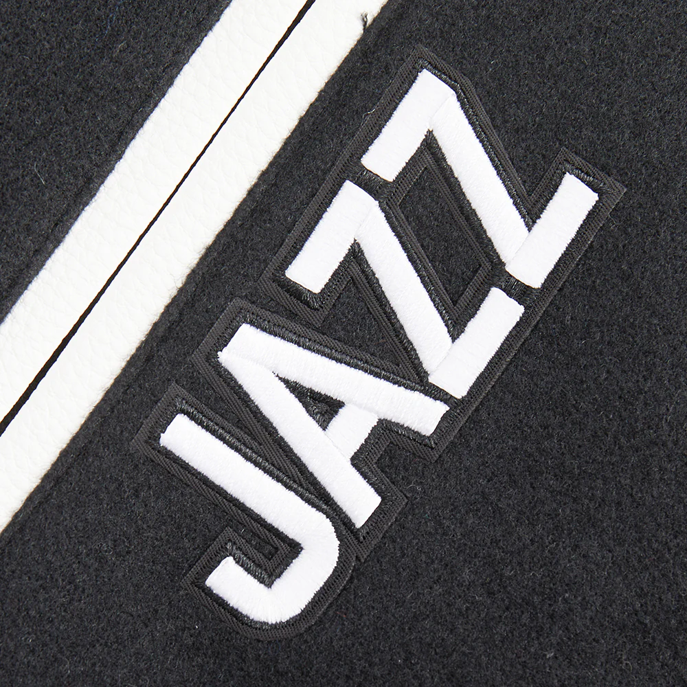 NBA UTAH JAZZ CLASSIC LITTLE BOYS WOOL VARSITY JACKET (BLACK/WHITE) - Image 6