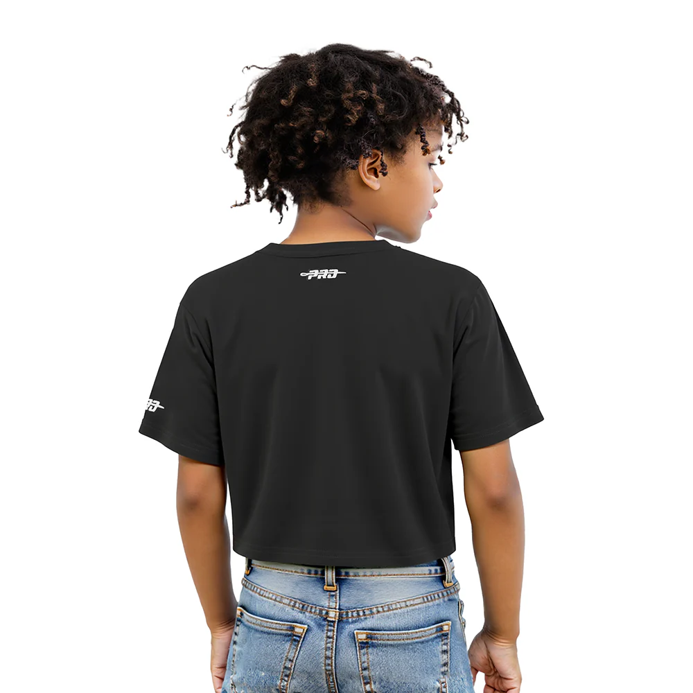 NBA UTAH JAZZ RETRO CLASSIC LITTLE GIRLS SHORT SLEEVE BOXY TEE (BLACK) - Image 2