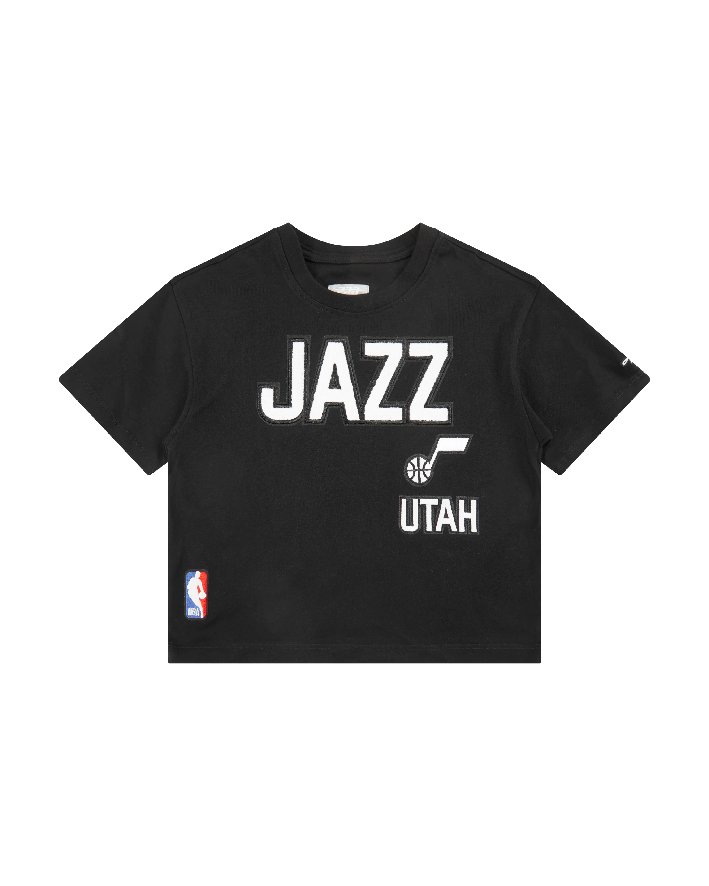 NBA UTAH JAZZ RETRO CLASSIC LITTLE GIRLS SHORT SLEEVE BOXY TEE (BLACK) - Image 3