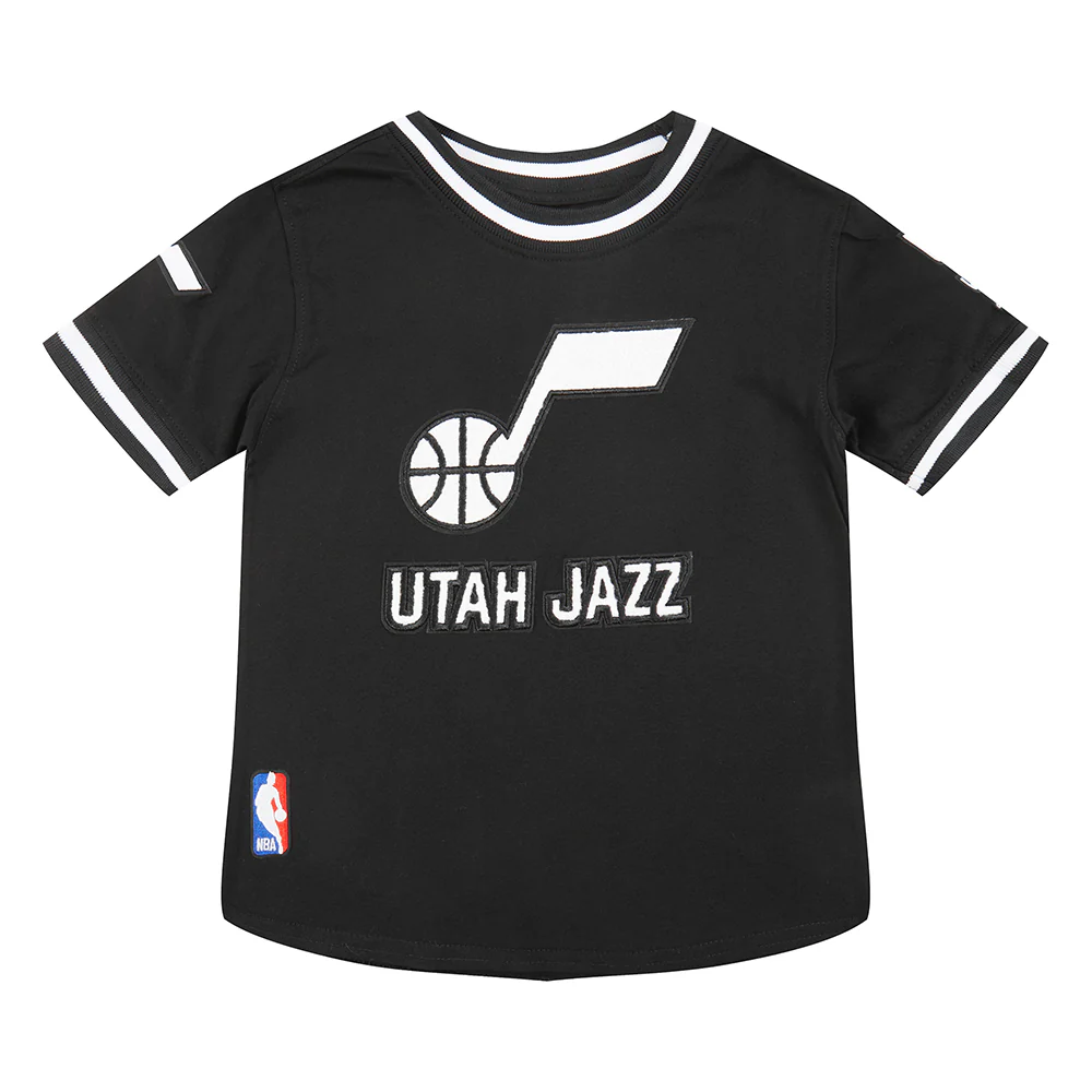 NBA UTAH JAZZ CLASSIC TODDLER BOYS SHORT SLEEVE STRIPED RIB TEE (BLACK) - Image 3