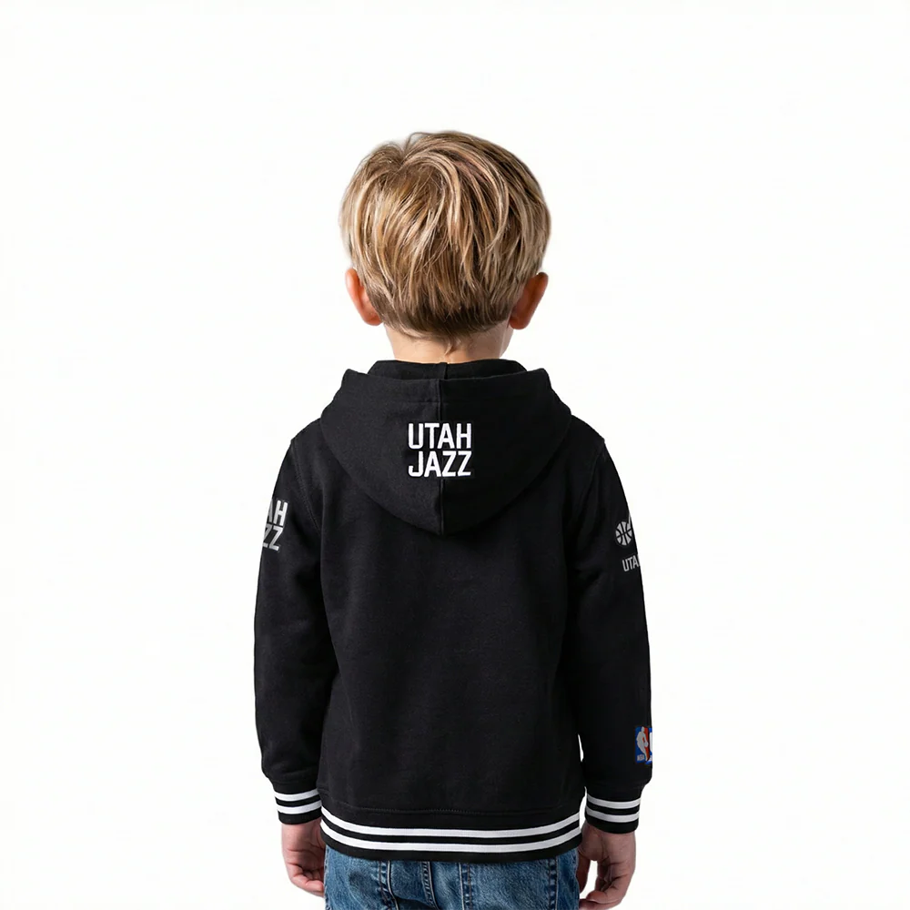 NBA UTAH JAZZ RETRO CLASSIC TODDLER BOYS RIB FLEECE PULLOVER HOODIE (BLACK) - Image 2