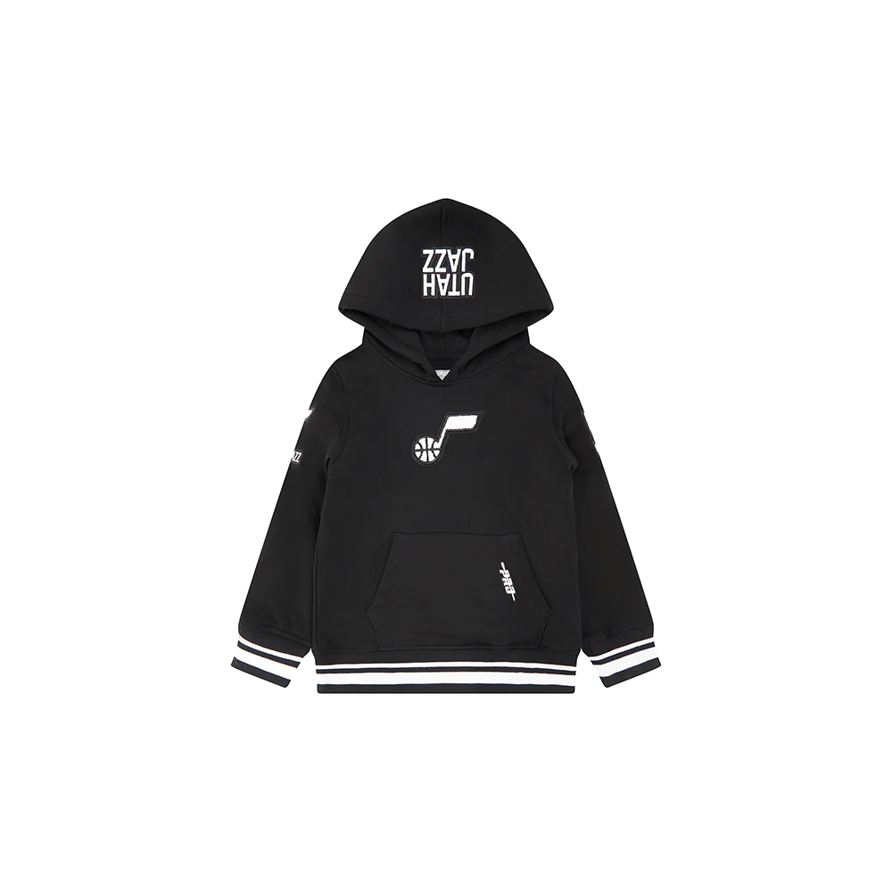 NBA UTAH JAZZ RETRO CLASSIC TODDLER BOYS RIB FLEECE PULLOVER HOODIE (BLACK) - Image 3