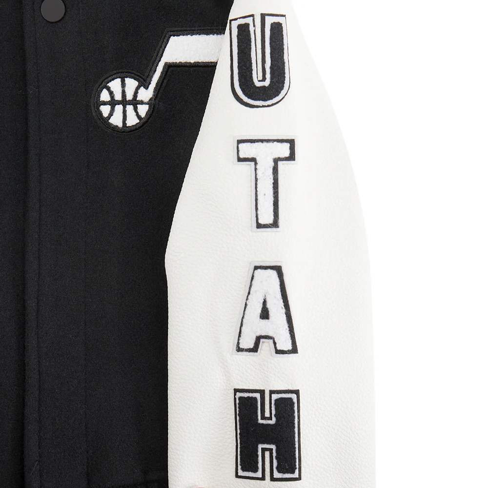 NBA UTAH JAZZ CLASSIC TODDLER BOYS WOOL VARSITY JACKET (BLACK/WHITE) - Image 8