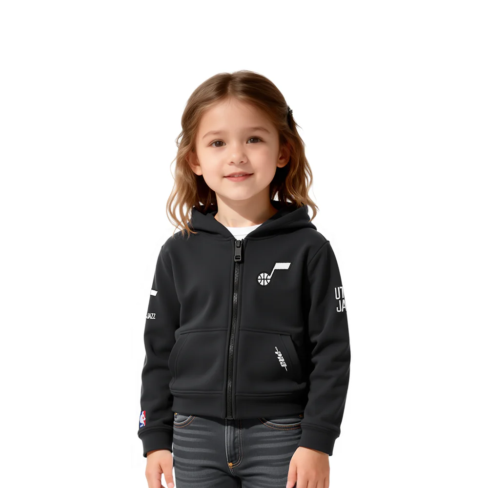 NBA UTAH JAZZ CLASSIC TODDLER GIRLS  FLEECE FULL ZIP HOODIE (BLACK)
