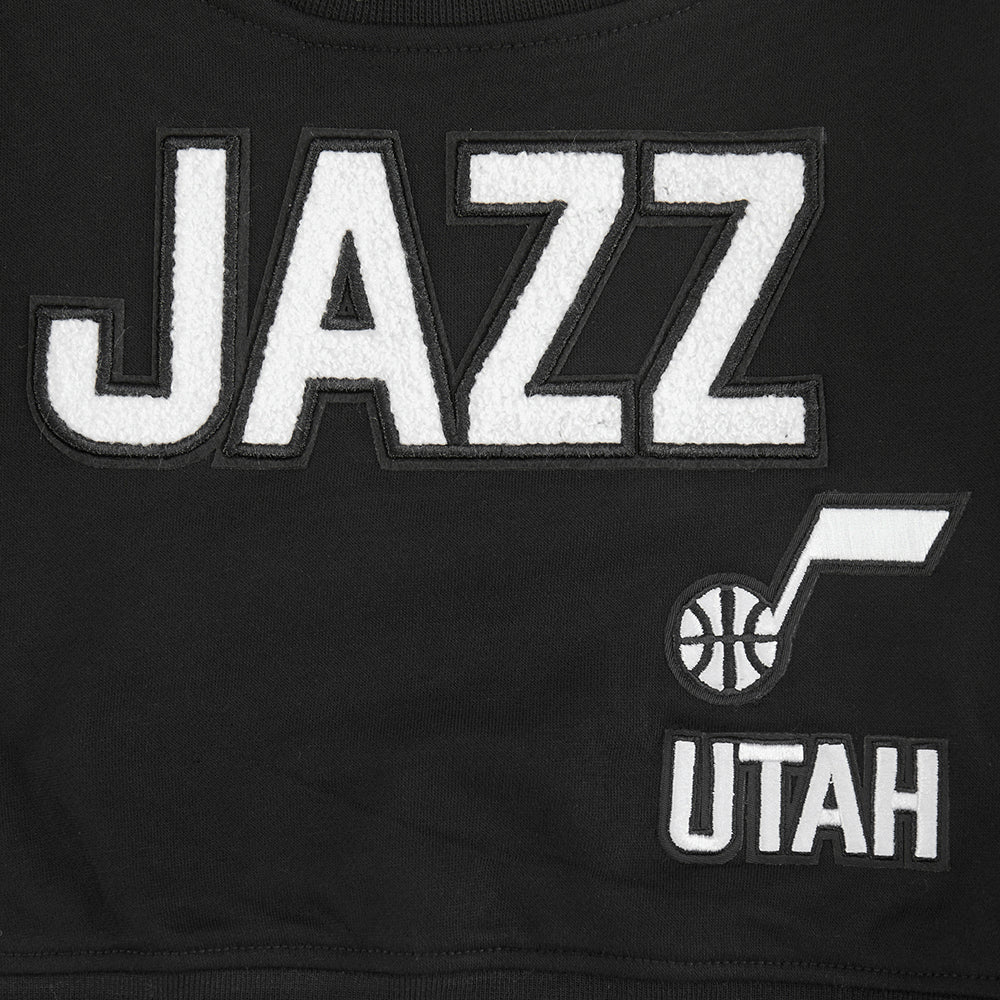 NBA UTAH JAZZ RETRO CLASSIC TODDLER GIRLS  RIB FLEECE CREWNECK (BLACK) - Image 5
