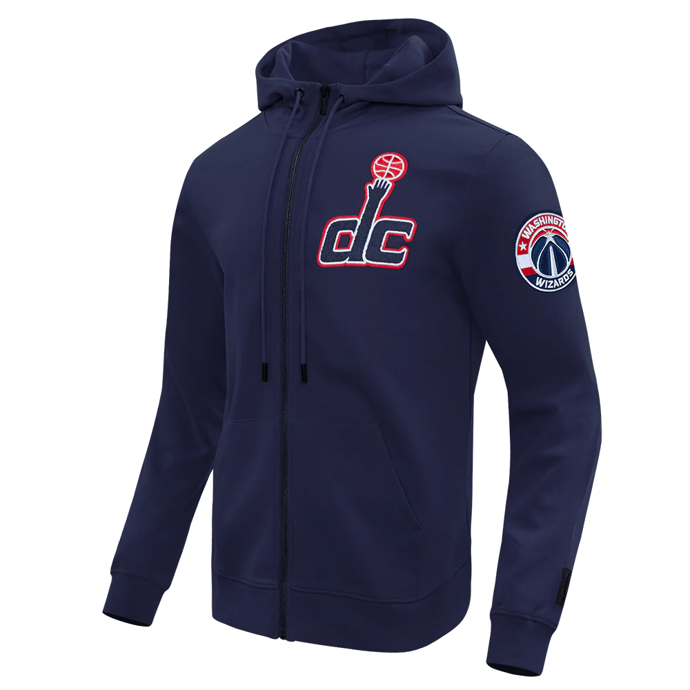 NBA WASHINGTON WIZARDS CLASSIC CHENILLE MEN'S FULL ZIP HOODIE (MIDNIGHT NAVY) - Image 2