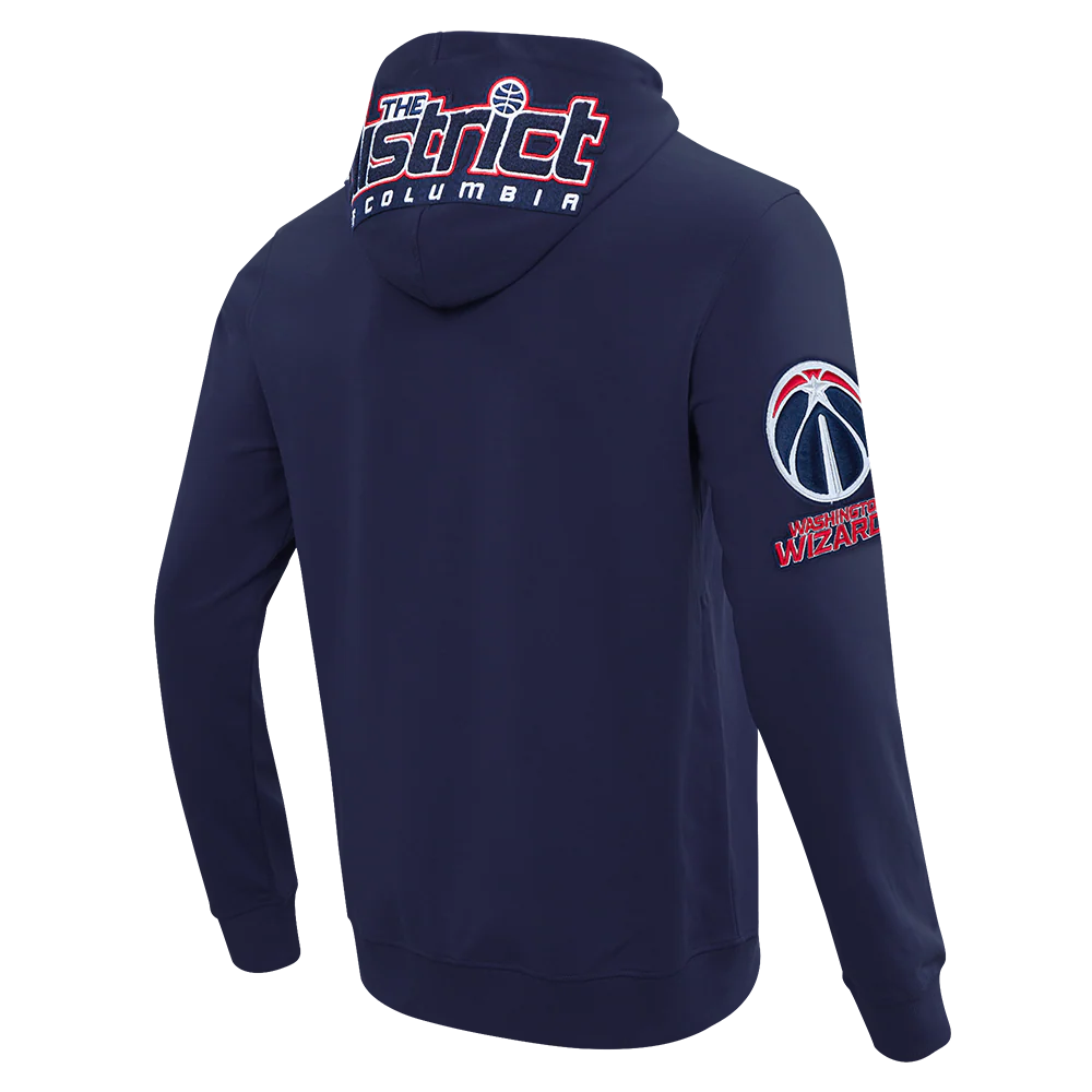 NBA WASHINGTON WIZARDS CLASSIC CHENILLE MEN'S FULL ZIP HOODIE (MIDNIGHT NAVY) - Image 4