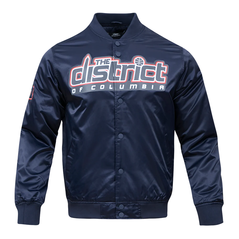 NBA WASHINGTON WIZARDS BIG LOGO MEN'S SATIN JACKET (MIDNIGHT NAVY) - Image 13