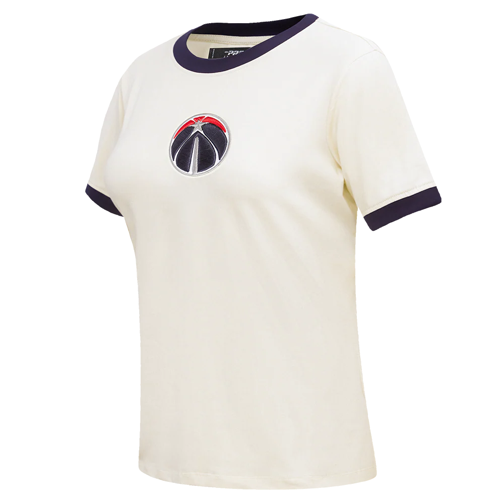 NBA WASHINGTON WIZARDS PINSTRIPE RETRO CLASSIC WOMEN'S SJ RINGER TEE (EGGSHELL/ MIDNIGHT NAVY) - Image 2