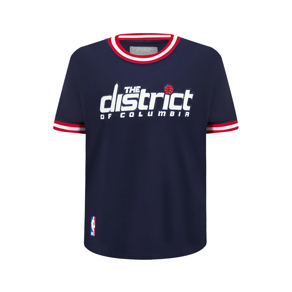 NBA WASHINGTON WIZARDS CLASSIC BIG BOYS SHORT SLEEVE STRIPED RIB TEE (MIDNIGHT NAVY/RED)