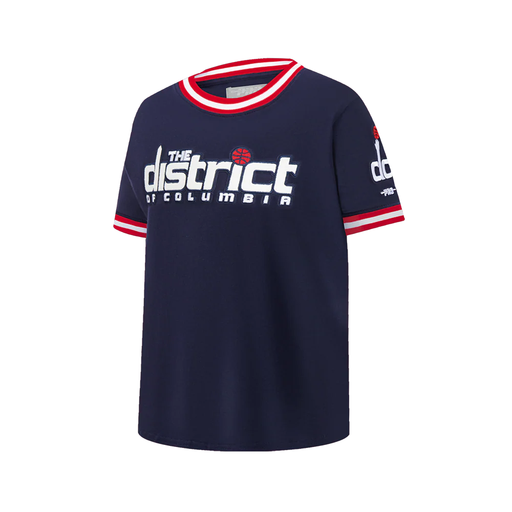 NBA WASHINGTON WIZARDS CLASSIC BIG BOYS SHORT SLEEVE STRIPED RIB TEE (MIDNIGHT NAVY/RED) - Image 2
